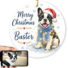 Load image into Gallery viewer, French Bulldog Dog Ornament - Watercolor Artwork Merry Christmas Design - Personalized with Name-Christmas Ornament-Christmas,French Bulldog,Personalize Artwork-1