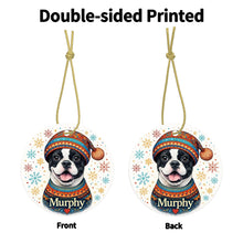 Load image into Gallery viewer, French Bulldog Ornament - Christmas Folk Art Design - Personalize with Photo and Name
