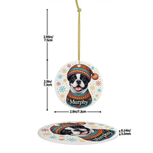 Load image into Gallery viewer, French Bulldog Ornament - Christmas Folk Art Design - Personalize with Photo and Name