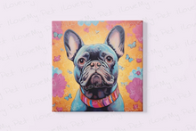 Load image into Gallery viewer, Radiant Bloom Black French Bulldog Wall Art Poster-Art-Dog Art, French Bulldog, Home Decor, Poster-Framed Light Canvas-Small - 8x8&quot;-2