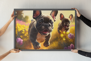Sunflower Serenade French Bulldogs Wall Art Poster-Art-Dog Art, French Bulldog, Home Decor, Poster-3