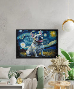 Starry Night Serenade White Frenchie Wall Art Poster-Art-Dog Art, Dog Dad Gifts, Dog Mom Gifts, French Bulldog, Home Decor, Poster-2