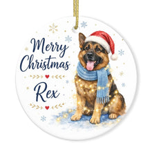 Load image into Gallery viewer, German Shepherd Dog Ornament - Watercolor Artwork Merry Christmas Design - Personalized with Name-Christmas Ornament-Christmas,German Shepherd,Personalize Artwork-3