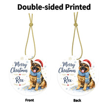Load image into Gallery viewer, German Shepherd Dog Ornament - Watercolor Artwork Merry Christmas Design - Personalized with Name-Christmas Ornament-Christmas,German Shepherd,Personalize Artwork-4