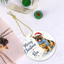 Load image into Gallery viewer, German Shepherd Dog Ornament - Watercolor Artwork Merry Christmas Design - Personalized with Name-Christmas Ornament-Christmas,German Shepherd,Personalize Artwork-6