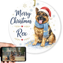 Load image into Gallery viewer, German Shepherd Dog Ornament - Watercolor Artwork Merry Christmas Design - Personalized with Name-Christmas Ornament-Christmas,German Shepherd,Personalize Artwork-1