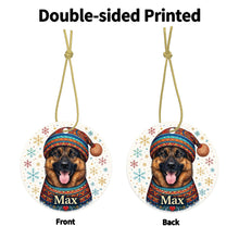 Load image into Gallery viewer, German Shepherd Ornament - Christmas Folk Art Design - Personalize with Photo and Name