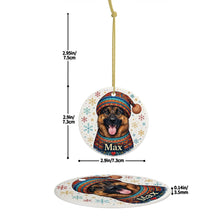Load image into Gallery viewer, German Shepherd Ornament - Christmas Folk Art Design - Personalize with Photo and Name