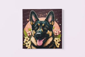Floral Kawaii German Shepherd Wall Art Poster-Art-Dog Art, Dog Dad Gifts, Dog Mom Gifts, German Shepherd, Home Decor, Poster-3
