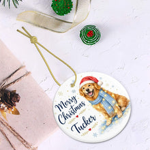 Load image into Gallery viewer, Golden Retriever Dog Ornament - Watercolor Artwork Merry Christmas Design - Personalized with Name-Christmas Ornament-Christmas,Golden Retriever,Personalize Artwork-6