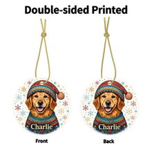 Load image into Gallery viewer, Golden Retriever Ornament - Christmas Folk Art Design - Personalize with Photo and Name