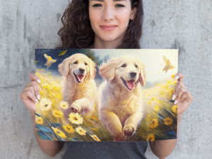 Joy and Friendship Golden Retrievers Wall Art Poster-Art-Dog Art, Golden Retriever, Home Decor, Poster-2