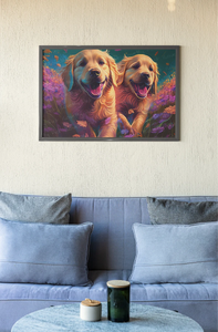 Kaleidoscopic Garden Golden Retrievers Wall Art Poster-Art-Dog Art, Golden Retriever, Home Decor, Poster-7