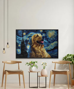 Starry Night Serenade Golden Retriever Wall Art Poster-Art-Dog Art, Dog Dad Gifts, Dog Mom Gifts, Golden Retriever, Home Decor, Poster-5