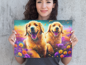 Vibrant Harmony Golden Retrievers Wall Art Poster-Art-Dog Art, Golden Retriever, Home Decor, Poster-2