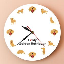 Image of a beautiful I Love My Golden Retriever wall clock for Golden Retriever dog gift lovers