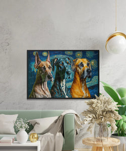 Starry Night Serenade Great Danes Wall Art Poster-Art-Dog Art, Dog Dad Gifts, Dog Mom Gifts, Great Dane, Home Decor, Poster-6