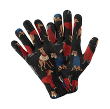 Load image into Gallery viewer, Greyhounds in Festive Winter Wear Touch Screen Gloves-Accessories-Accessories, Dog Dad Gifts, Dog Mom Gifts, Gloves-Black-5