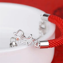 Load image into Gallery viewer, Lucky Red Silver Beagle Charm Silver Bracelet-2