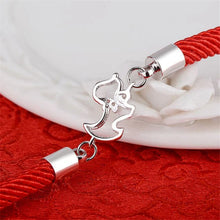 Load image into Gallery viewer, Lucky Red Silver Beagle Charm Silver Bracelet-5