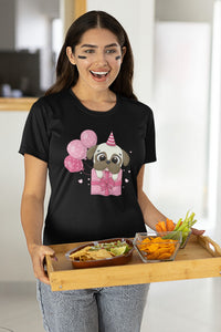 Happy Birthday Pug Women's Cotton T-Shirts - 5 Colors-Apparel-Apparel, Pug, Shirt, T Shirt-11