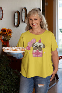 Happy Birthday Pug Women's Cotton T-Shirts - 5 Colors-Apparel-Apparel, Pug, Shirt, T Shirt-3
