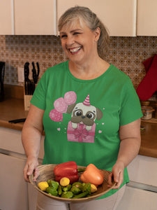 Happy Birthday Pug Women's Cotton T-Shirts - 5 Colors-Apparel-Apparel, Pug, Shirt, T Shirt-4