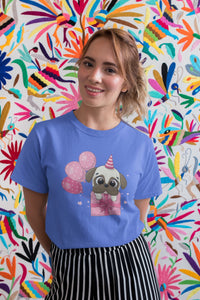 Happy Birthday Pug Women's Cotton T-Shirts - 5 Colors-Apparel-Apparel, Pug, Shirt, T Shirt-5