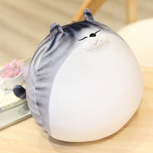 Load image into Gallery viewer, Very Fat Silver Tabby and White Cat Plush Toy - Sleepy Round Loaf-Stuffed Animals-Cat Memorial Gifts,Cats,Stuffed Animal,Tabby Cat-Small: 12" (30 cm)-1