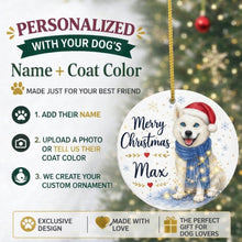 Load image into Gallery viewer, Husky Dog Ornament - Watercolor Artwork Merry Christmas Design - Personalized with Name-Christmas Ornament-Christmas,Personalize Artwork,Siberian Husky-2