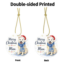 Load image into Gallery viewer, Husky Dog Ornament - Watercolor Artwork Merry Christmas Design - Personalized with Name-Christmas Ornament-Christmas,Personalize Artwork,Siberian Husky-4