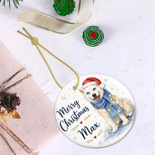 Load image into Gallery viewer, Husky Dog Ornament - Watercolor Artwork Merry Christmas Design - Personalized with Name-Christmas Ornament-Christmas,Personalize Artwork,Siberian Husky-6