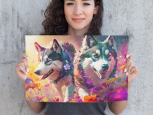 Load image into Gallery viewer, Kaleidoscopic Splendor Siberian Huskies Wall Art Poster-Art-Dog Art, Home Decor, Poster, Siberian Husky-1