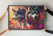 Load image into Gallery viewer, Kaleidoscopic Splendor Siberian Huskies Wall Art Poster-Art-Dog Art, Home Decor, Poster, Siberian Husky-3