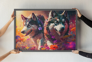 Kaleidoscopic Splendor Siberian Huskies Wall Art Poster-Art-Dog Art, Home Decor, Poster, Siberian Husky-3