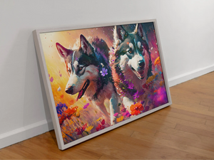 Kaleidoscopic Splendor Siberian Huskies Wall Art Poster-Art-Dog Art, Home Decor, Poster, Siberian Husky-4