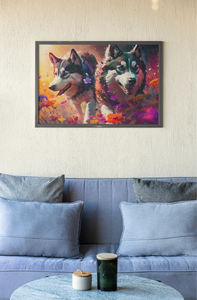Kaleidoscopic Splendor Siberian Huskies Wall Art Poster-Art-Dog Art, Home Decor, Poster, Siberian Husky-7