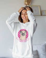 Load image into Gallery viewer, I Love You Pug Women&#39;s Cotton Fleece Pug Hoodie Sweatshirt - 4 Colors-Apparel-Apparel, Hoodie, Pug, Sweatshirt-White-XS-1
