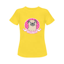 Load image into Gallery viewer, I Love You Pug Women&#39;s Cotton T-Shirts-Apparel-Apparel, Pug, Shirt, T Shirt-Yellow-Small-2