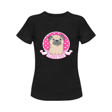 Load image into Gallery viewer, I Love You Pug Women&#39;s Cotton T-Shirts-Apparel-Apparel, Pug, Shirt, T Shirt-Black-Small-3