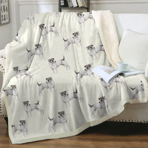 Watercolor White Black Russell Terriers Fleece Blanket - 8 Colors-Blanket-Bedding, Blankets, Home Decor, Jack Russell Terrier-Ivory Cream-Single-17