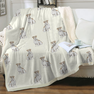 Watercolor White Fawn Russell Terriers Fleece Blanket - 8 Colors-Blanket-Bedding, Blankets, Home Decor, Jack Russell Terrier-Ivory Cream-Single-17