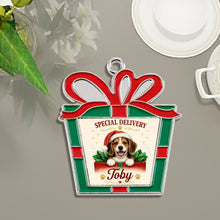 Load image into Gallery viewer, Beagle Christmas Ornament - Gift Box Design - Personalized with Name-Christmas Ornament-Beagle,Christmas,Personalize Artwork-7
