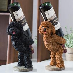 Image of two super cute Labradoodle wine holders for Labradoodle dog gift lovers