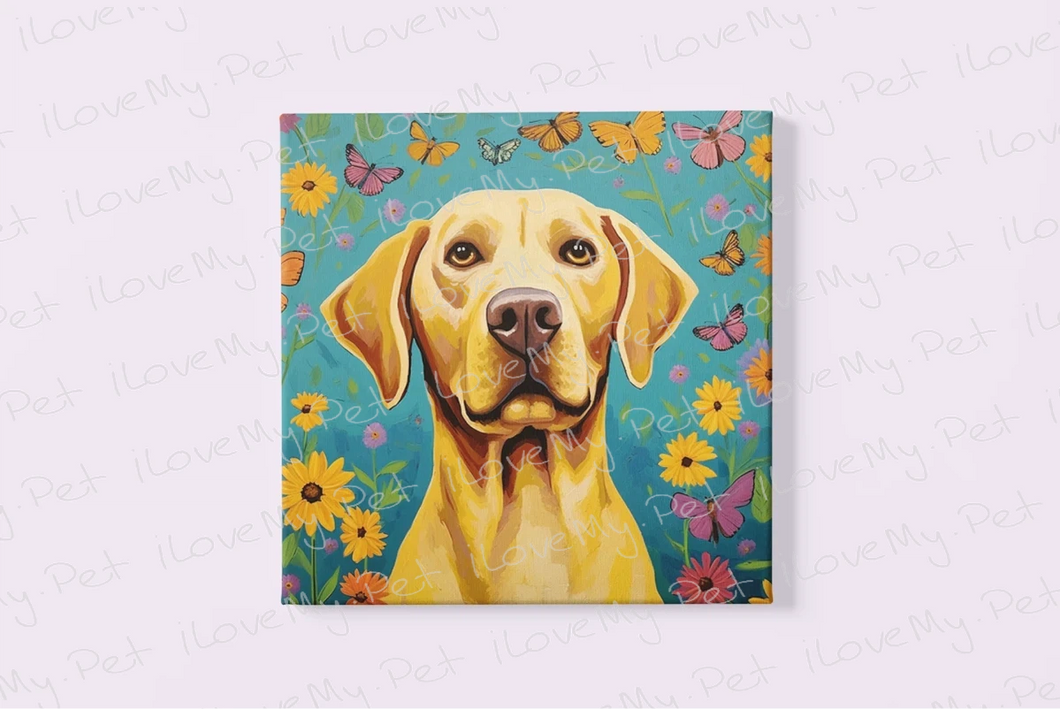 Golden Radiance Girl Labrador Wall Art Poster-Art-Dog Art, Home Decor, Labrador, Poster-Framed Light Canvas-Small - 8x8