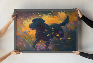 Meadow Melody Black Labrador Wall Art Poster-Art-Black Labrador, Dog Art, Home Decor, Labrador, Poster-3