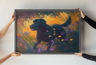 Meadow Melody Black Labrador Wall Art Poster