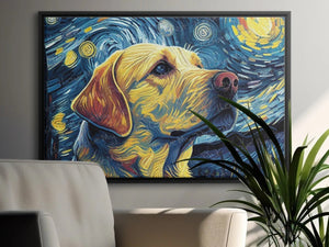 Starry Night Companion Yellow Labrador Wall Art Poster-Art-Dog Art, Dog Dad Gifts, Dog Mom Gifts, Home Decor, Labrador, Poster-2