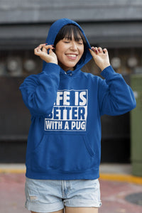 Life is Better with a Pug Women's Cotton Fleece Hoodie Sweatshirt - 4 Colors-Apparel-Apparel, Hoodie, Pug, Sweatshirt-2