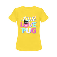 Load image into Gallery viewer, Little Love Pug Women&#39;s Cotton Black Pug T-Shirt-Apparel-Apparel, Pug, Shirt, T Shirt-Yellow-Small-1